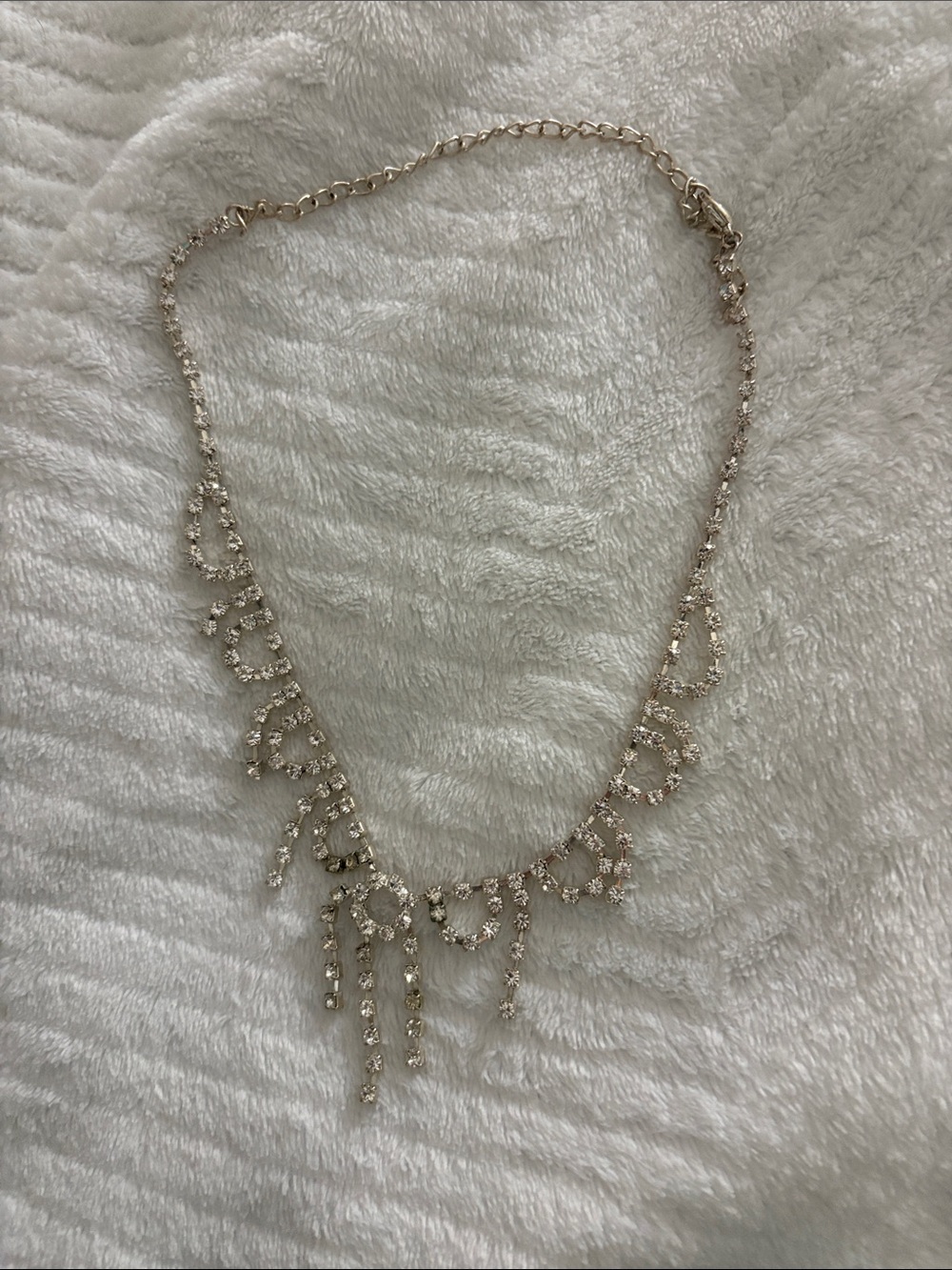 Sparkling Crystal Fringe Necklace in Silver-Tone